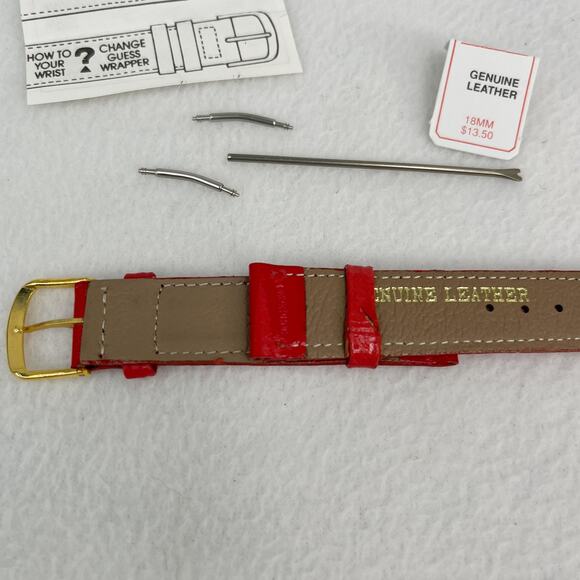 Vintage GUESS Leather Watch Band Strap Replacement Red 18MM New - Picture 4 of 12